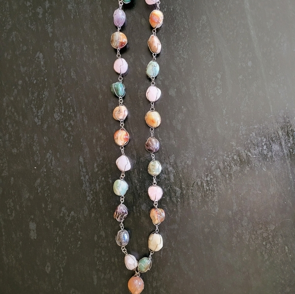 Vintage Chunky polished quartz wire wrapped statement necklace - Picture 4 of 7